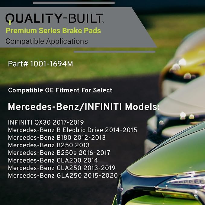 Premium Semi-Metallic Front Brake Pads (1001-1694M) Compatible with 2012-2020 INFINITI/Mercedes-Benz (B Electric Drive/B180/B250/B250e/CLA200/CLA250/GLA250/QX30)