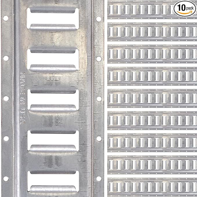 US Cargo Control Horizontal E Track, 5 Foot Length Cargo E Track, Galvanized Finish, 12 Gauge Steel, Easily Secure Cargo in an Enclosed Van Trailer, 10 Pack