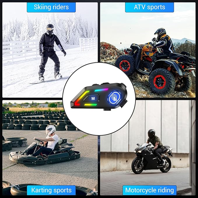 Motorcycle Helmet Bluetooth, Helmet Speakers with 2 Type Mics, Hands Free Call/Music/IPX5/Noise Cancellation/Wake Up Siri/Can Connect Two Mobile Phones, Motorcycle Bluetooth Headset C5