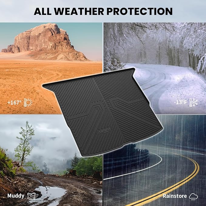 LASFIT Trunk Mat for Honda Passport 2019 2020 2021 2022 2023 2024 2025, All Weather Custom Fit TPE Cargo Mat Trunk Tray Cargo Tray, Black