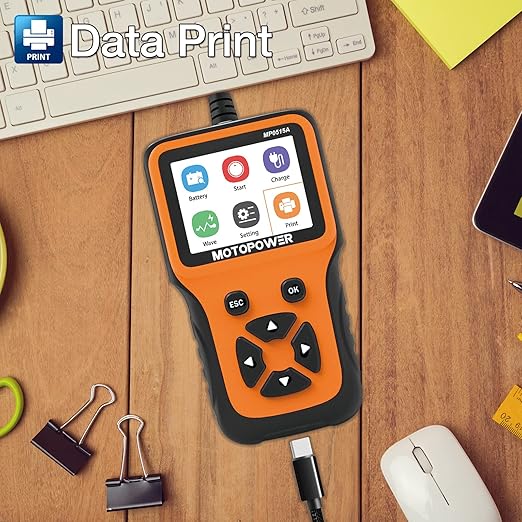 MOTOPOWER MP0515A 12V Car Battery Tester Automotive 100-2000 CCA Battery Load Tester Auto Cranking and Charging System Tester