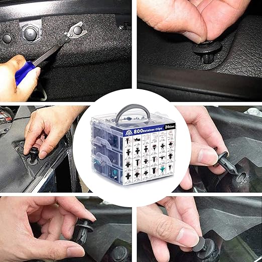 801pcs Car Push Retainer Clips with 24 Popular Push Pins for Auto Parts - Sizes - Blue Fastener Remover Tool for Toyota, GM, Ford, Honda, Acura, Chrysler