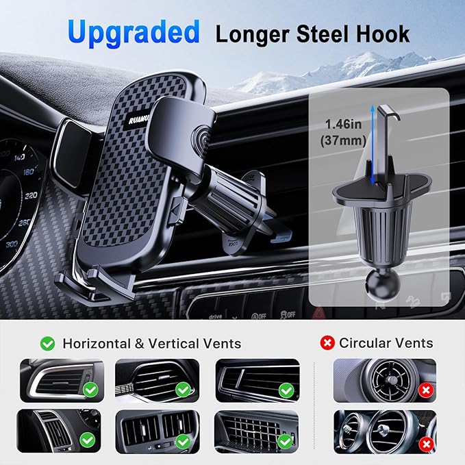 [2025 NEW] Car Phone Holder [Upgraded Strongest Suction & Clip] Cell Phone Mount for Dashboard Windshield Vent,Mobile Stand Base Truck Cradle for iPhone 16 Pro Max 15 14 13 12 Samsung S25 S24 Android