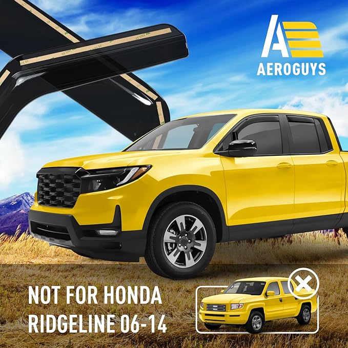 Extra Durable Window Deflectors in-Channel Window Visors Rain Guards Fit for Honda Ridgeline 2017-2025, Sun Visors, Wind Vent for Shades, Exterior Car Accessories - 4 pcs. AG0856