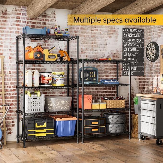 SINGAYE 4 Garage Heavy Duty Shelving Unit Kitchen Pantry Close Home Organizers and Storage Bathroom Shelf Laundry Room Organization Industrial Book Metal Wire Adjustable Shelves
