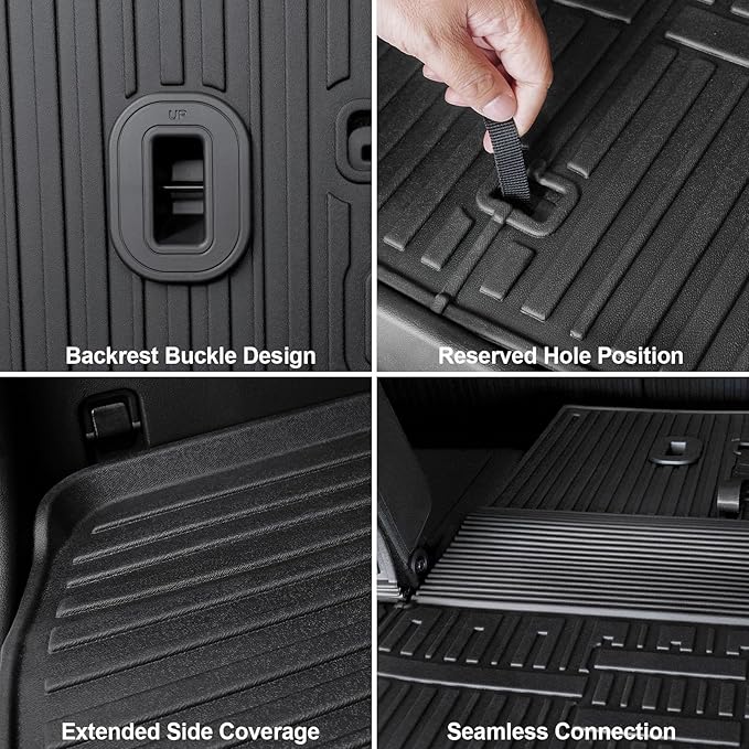 Floor Mats for 2024 2025 2026 Hyundai Santa Fe 6-Seat/7-Seat (Fit Hybrid and Fuel), All Weather TPE Floor Mat and 2-in-1 Cargo Mat with Backrest Mat for Santa Fe Accessories