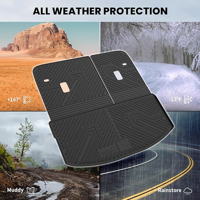 LASFIT Cargo Mat and Backrest Mat for Mazda CX-90 / CX 90 PHEV 2024 2025 7&8 Seats(Not for 6 Seats) TPE Custom Fit All Weather Trunk Mat Liner Waterproof CX90/CX90 PHEV Cargo Tray Accessories, Black