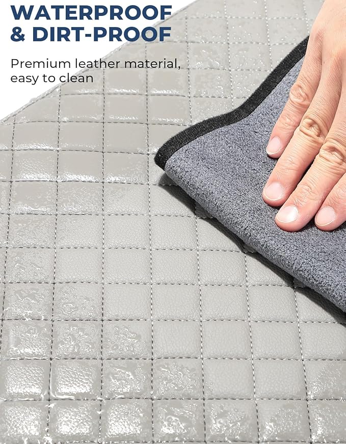 ISSYAUTO Center Console Cover Compatible with 2002-2012 Ram 1500 2500 3500 Jump Seat Console, Leather Armrest lid Cover Arm Rest Covering for Car, Durable Middle Console Cover, Gray