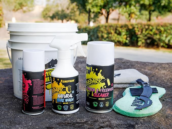 Cleaning Kit-Bike Wash & Drivetrain Essentials Kit with bike clean,Bicycle Degreaser,dry Lubricant,Cleaning Brush Tool-Bike Maintenance for Mountain Road Gravel Bikes