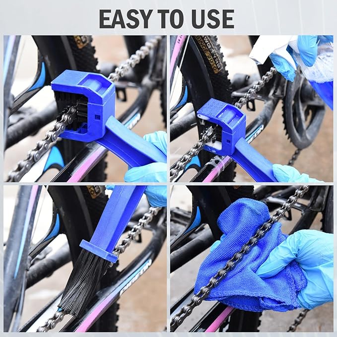 Bike or Motorcycle Chain Washer, Cleaning Brush 2 Pcs (Color, Blue and Red)