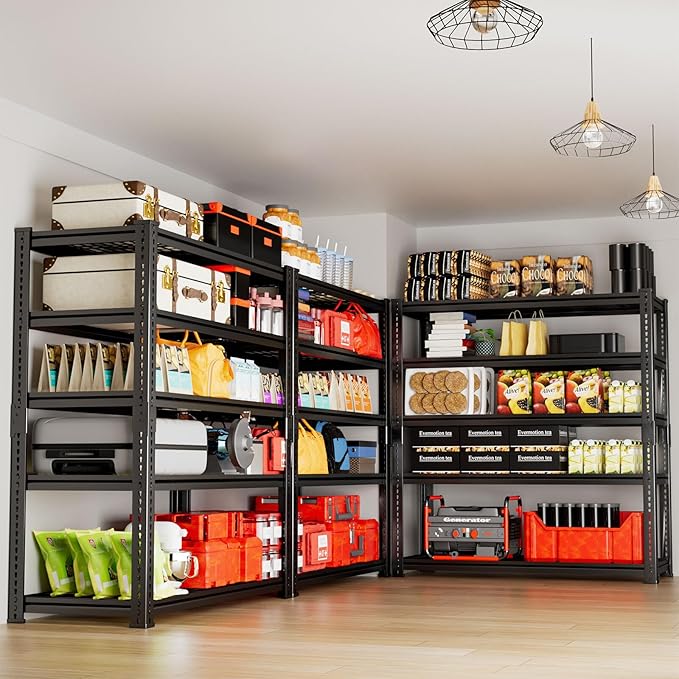 Storage Shelves 2PCS, Garage Shelving Heavy Duty 2400LBS Capacity, 36"L x 16"W x 72"H Adjustable Metal Shelving Organizer Wire Rack, 5 Tier Utility Shelf Unit for Pantry Closet Warehouse Organization