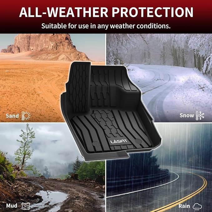 LASFIT Floor Mats Fit for Ford Fusion 2020-2017 (Include Hybrid)/ for Lincoln MKZ 2020-2017 All Weather Protection TPE Custom Fit 2020 2019 2018 2017 Floot Liners Accessories, 1st & 2nd Rows, Black