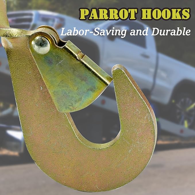 4 Pack Car Tie Down Straps for Trailers - 2" x 96" - 3,300 lbs Safe Working Load -Adjustable Wheel Straps for Hauling Cars.Yellow