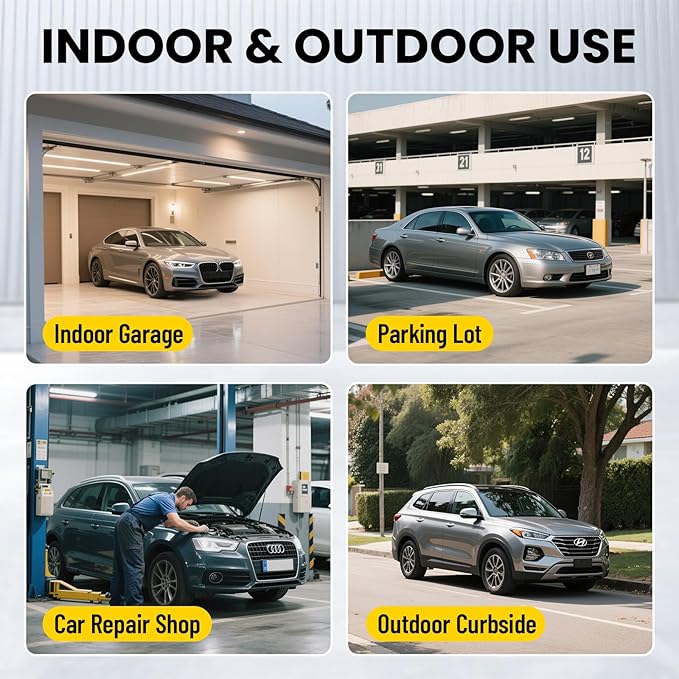 2 Pack Parking Mats for Garage Floors, 21.6" x 11" x 1.9" Heavy Duty Garage Car Parking Mat with High Visibility, Wheel Stops for Car Truck Indoor Outdoor, Yellow