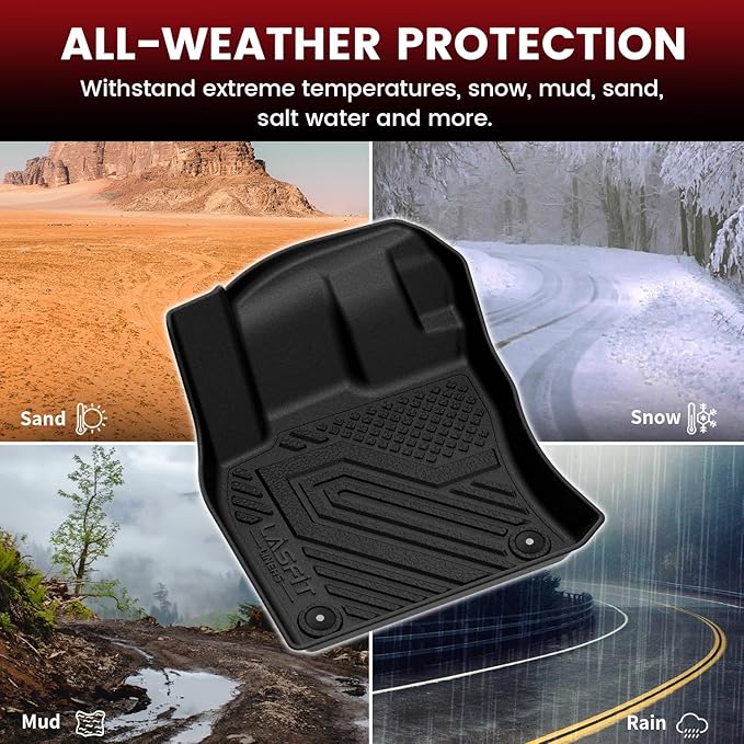 LASFIT Floor Mats & Cargo Mats for Volkswagen Taos 2022-2025(Only Fit FWD), All Weather TPE Custom Fit Floor Liners for VW Taos Accessories 1st & 2nd Row Car Mats & Trunk Mats, Easy to Clean, Black