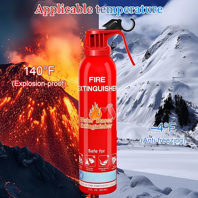Fire Extinguisher for Home, Car, Kitchen, Vehicle, Boat, Garage, Portable A, B, C, K Class Fire Extinguishers with Mount, Emergency Survival Extinguisher, Easy Access, Versatile Fire Protection