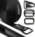 1.18" x 16' Heavy-Duty Fastening & Super Anti-Slip Cinch Straps with 22 Buckles, Black Nylon Hook and Loop, Reusable for Organization & Storage