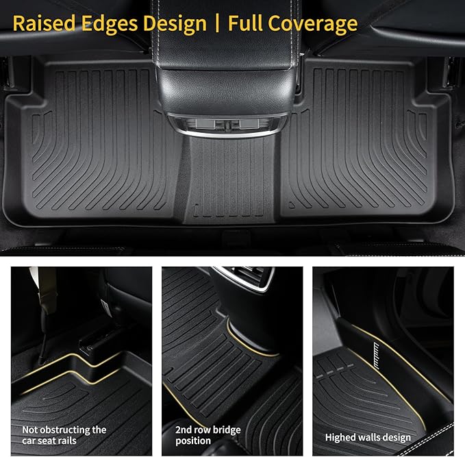 GINOWY-Floor Mats & Cargo Liner for Ford Taurus 2010-2019, TPE All Weather Taurus Car Mats, Custom Non-Slip Trunk Mat Floor Liners Taurus Accessories Black