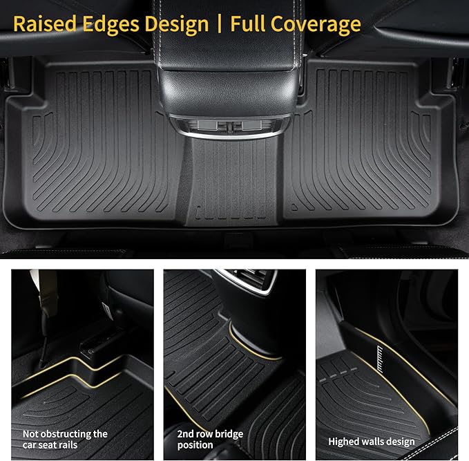 GINOWY-Floor Mats & Cargo Liner for Dodge Challenger RWD 2015-2023, TPE All Weather Challenger Car Floor Mats, Non-Slip Trunk Mat Waterproof Challenger Automotive Floor Liners Accessories Black