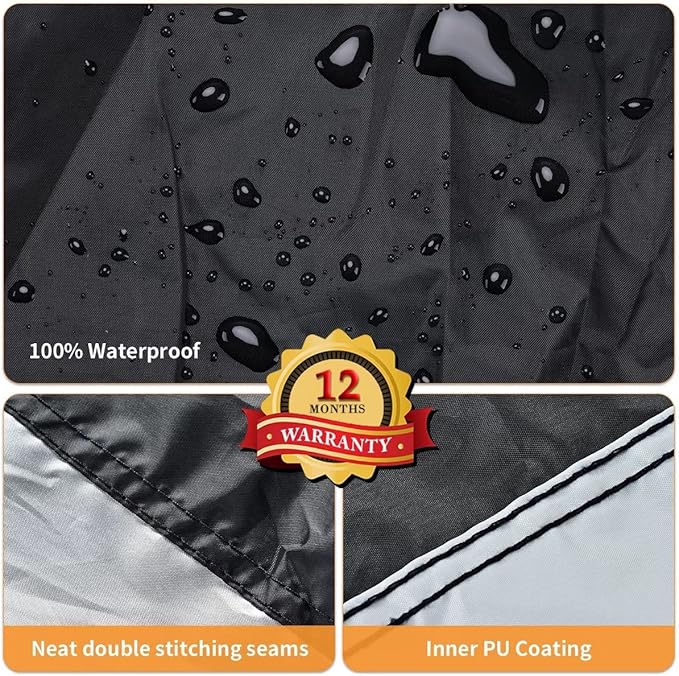 Motorcycle Cover Waterproof Outdoor, Coverado All Weather Protection Motorbike Cover with Lockholes and Night Reflector, Universal Fit for Harley Davidsion Yamaha Honda Suzuki etc (up to 111" Motors)