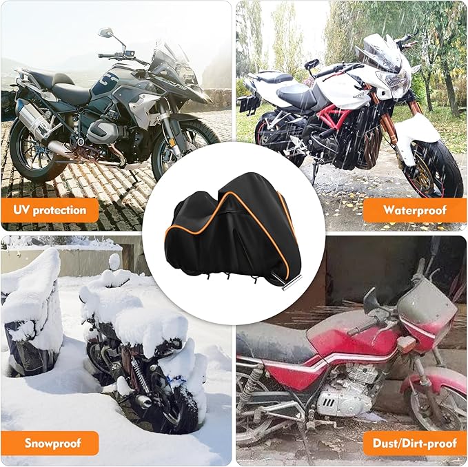 420D Motorcycle Cover for Harley Davidson Ultra Limited,Road Glide Limited,Gold Wing with Trunk Models Outdoor Bike Cover Windproof Heavy Duty Waterproof Protection Fits up to Motorcycles