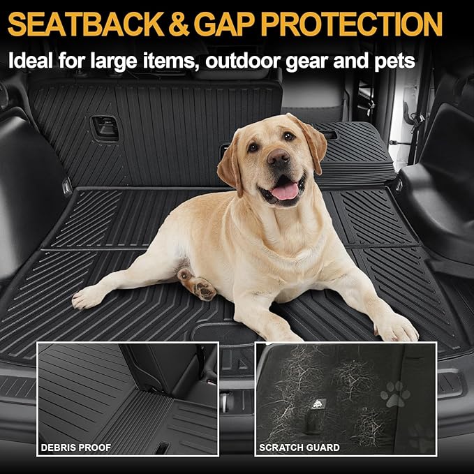 Floor Mats Set for 2022-2025 Jeep Grand Cherokee Accessories, Full Coverage All Weather Floor Mats Cargo Mat with Backrest Protectors & Door Sill Guards (Include 4xe Not for L or WK)