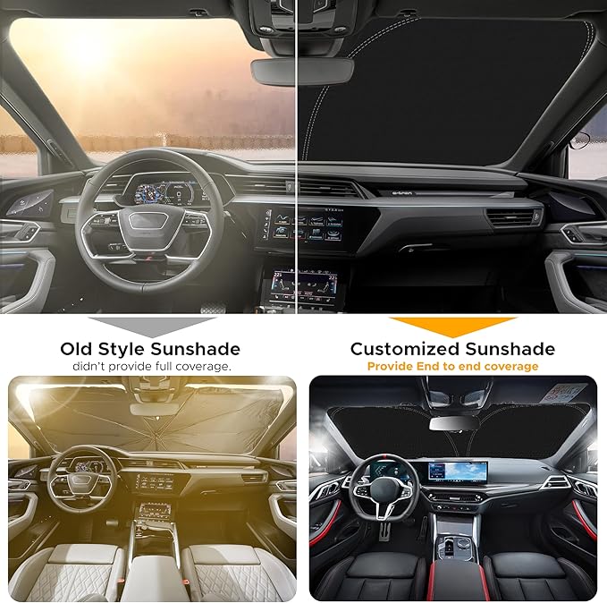 EcoNour Windshield Sun Shade Compatible for VW Tiguan (2018–2025) | Custom Fit Front Window Shade | 4-Layer, 240T Sunshade Accessories | UV & Heat Blocker for Tiguan Windshield