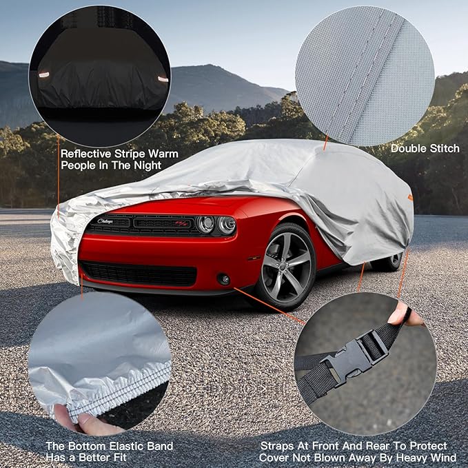 Kayme Car Cover Waterproof All Weather for Large Sedan,Outdoor Cover Fit for Ford Crown Victoria, Cadillac DTS, Grand Marquis, Lincoln Continental Town Car, Chevy Impala Caprice (209 to 218 inch)