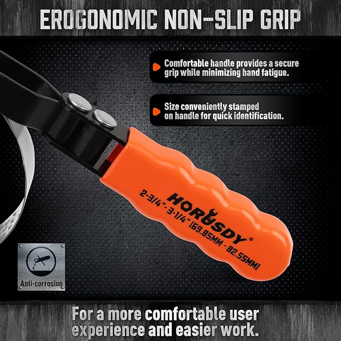 HORUSDY Small Swivel Oil Filter Wrench, 2-3/4" to 3-1/4" Ajustable Car Oil Filter Removal Tool, Durable & Easy Operation