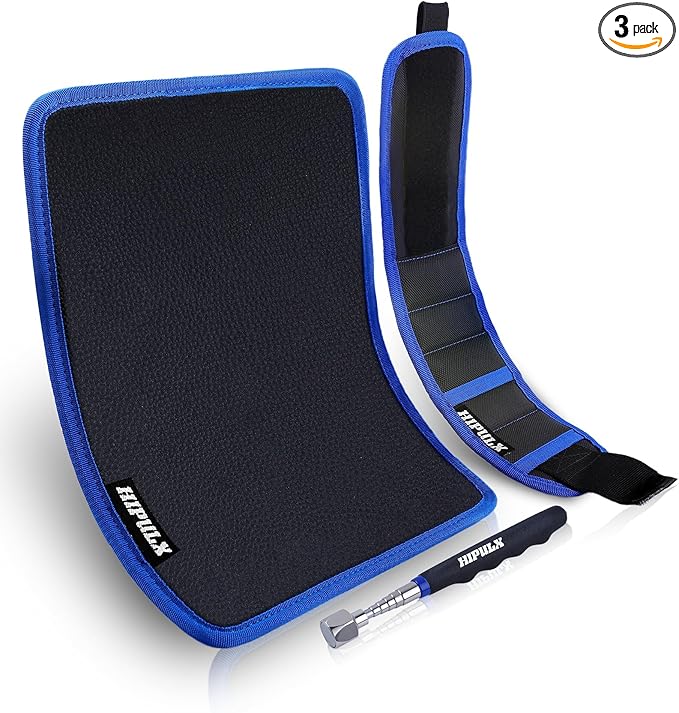 Magnetic Tool Mat Set, 40 LB Tool Pad with Telescoping Magnetic Pickup Tools & Magnetics Wristband, Tools Organizer for Garage, Workshop & Auto Repair