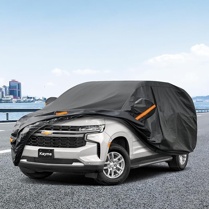 Kayme 7 Layers SUV Car Cover Custom Fit for Chevrolet Chevy Suburban (1973-2025) Waterproof All Weather for Automobiles, Outdoor Full Cover Rain Sun UV Protection.