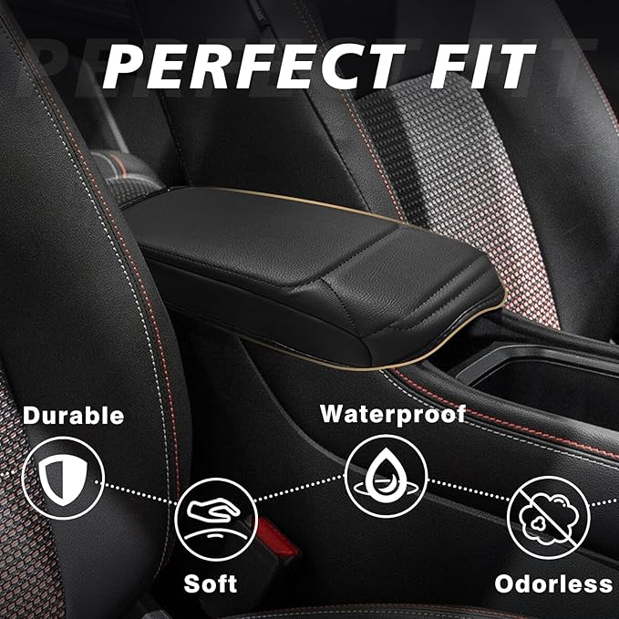 Muslogy Center Console Armrest Cover Compatible with Nissan Kicks S SV SR 2025 Comfort Armrest Pad Arm Rest Cushion Vegan Leather Protector Regular Thick