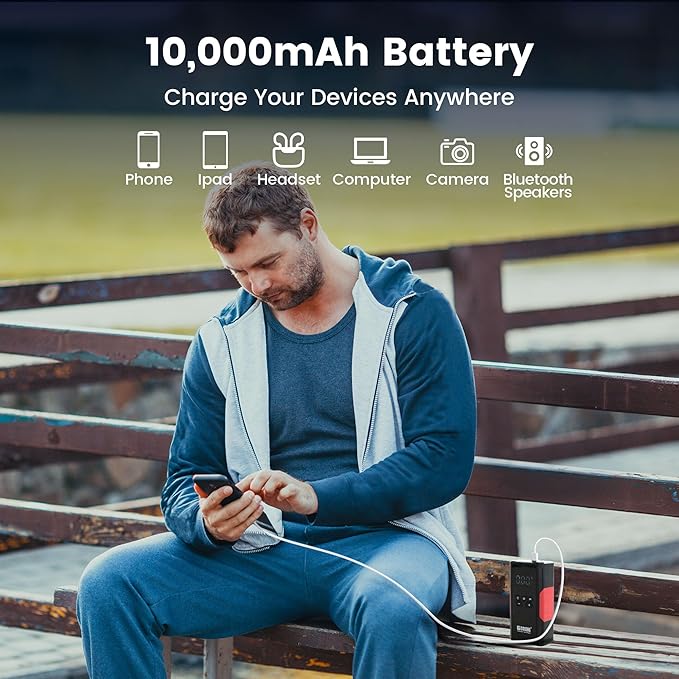 J26 Portable Car Jump Starter with Air Compressor, 3500A 12V Car Battery Booster (All Gas & up to 6.0L Diesel Engines), 150PSI Tire Inflator, Smart Jumper Cables, 3-Mode Emergency Flashlight