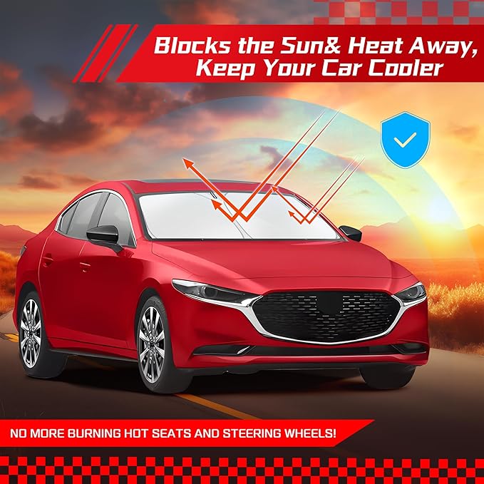 ARISMOTOR Windshield Sun Shade for Mazda 3 Mazda3 2019-2025, Custom Fit Foldable Front Window Sunshade Sun Visor Protector, Block UV Rays Keep Your Car Cooler