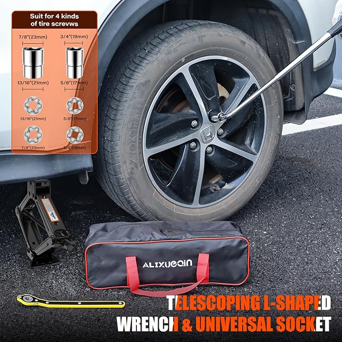 Scissor Jack for Car, 2 Ton (4409 lbs) Car Jack Kit for Sedan, SUV, MPV, Universal Tire Changing Kit with Lug Wrench