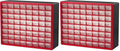 Akro-Mils 64-Drawer Plastic Drawer Storage Cabinet for Garage Organization, Bead Organizer, Building Bricks Storage, Teacher Toolbox, Makeup Organizer, 20-Inch W x 6-Inch D x 16-Inch H, 10164 Red