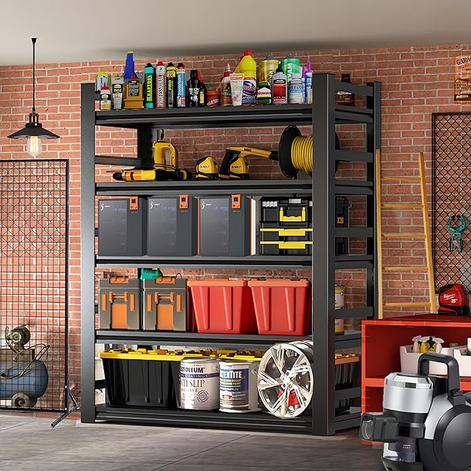 Metal Shelving, Garage Shelves Series, Heavy Duty Storage Shelf, Large Industrial Steel Racks for Garage, Basement and Factories, Multifunctional Utility Shelving Unit