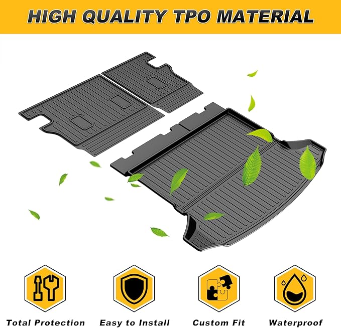 Cargo Liner with Backrest Mat Fit for Honda Prologue/for Chevy/Chevrolet Blazer EV 2024 2025 2026 - All Weather Cargo Mat with Back Seat Protector Prologue Accessories Trunk Mat Black
