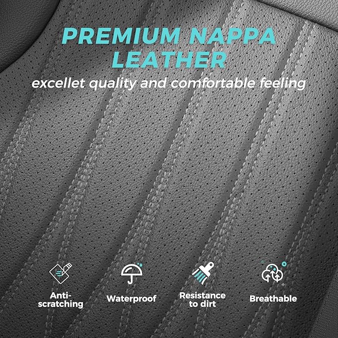 Seat Covers for Honda CRV 2023 2024 2025 2026 EX/EXL/LX/Sport/Touring/Special Edition, Hybrid & Gas, 1:1 Custom Leather Seat Covers Full Set - Grey