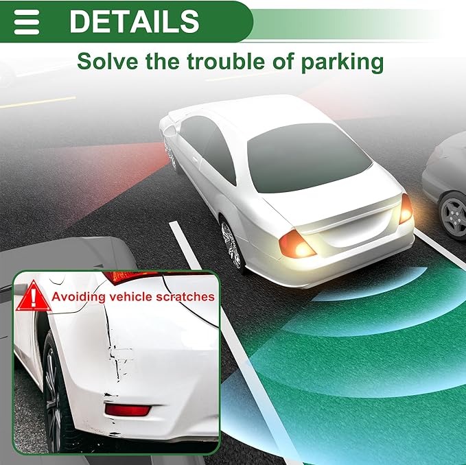 Motoforti Universal Car Auto Vehicle Reverse Backup Radar System Reverse Parking Sensors Alarm Buzzer Reminder Distance Detection Red 4Parking Sensors