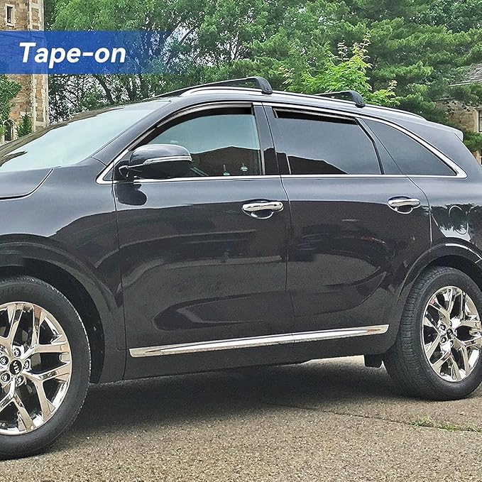 Window Visors Rain Guards for 2016 2017 2018 2019 2020 Kia Sorento, Out-Channel Window Vent Wind Deflectors Visors Shades for 16 17 18 19 20 Sorento