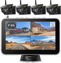 4 Magnetic Solar Wireless Backup Camera HD1080P 7" DVR Monitor, 3Mins No-Wire Installation, 9600mAh Solar Rechargeable Rearview RV Backup Cameras Wireless for Trailer RV Trucks, BL704