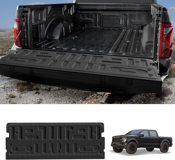 LASFIT Tailgate Mat for Ford F-150 2021-2025(Without Work Surface or Pro Access Tailgate) Truck Tailgate Liner All Weather Protector TPE Tailgate Cover, 1pc Black