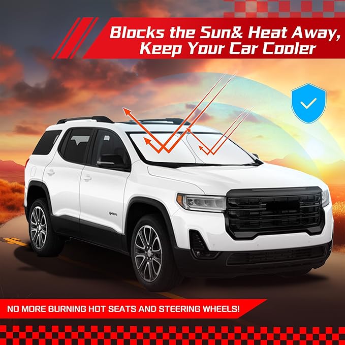 ARISMOTOR Windshield Sun Shade for GMC Acadia 2017-2023, Custom Fit Foldable Front Window Sunshade Sun Visor Protector, Block UV Rays Keep Your Car Cooler