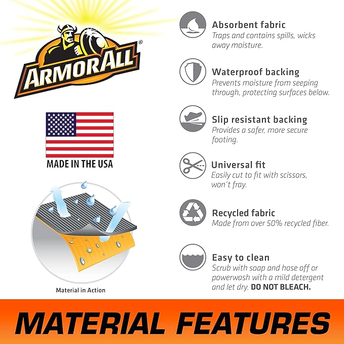 Armor All Premium Garage Floor Mat, Increased Thickness & Cushion, (Combined Size: 19’ x 7’6”), (Includes Double Sided Tape), Protects Surfaces - Absorbent/Waterproof/Durable (USA Made)