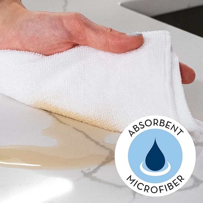 S&T INC. 50 Pack Microfiber Cleaning Cloth, Bulk Towels for Home, Reusable Microfiber Towels for Cars, Cleaning Rags, White, 11.5 Inches x 11.5 Inches, 50 Count