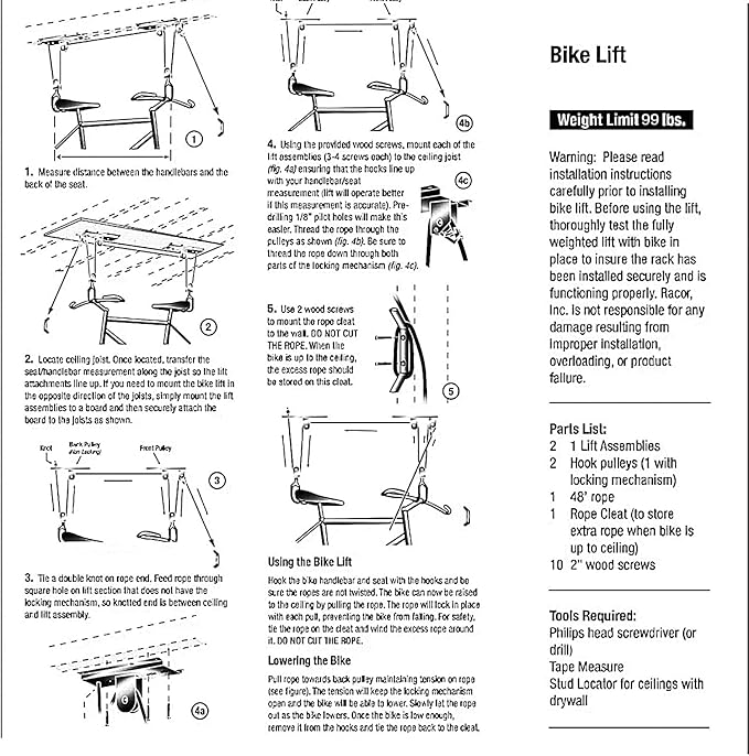 Cargo Box Ceiling Hoist – Garage Pulley Lift System for Rooftop Cargo Carrier Fits Garage or Shed with 100lb Capacity for Bicycles or Ladders or Roof Luggage Box or Roof Luggage Frame