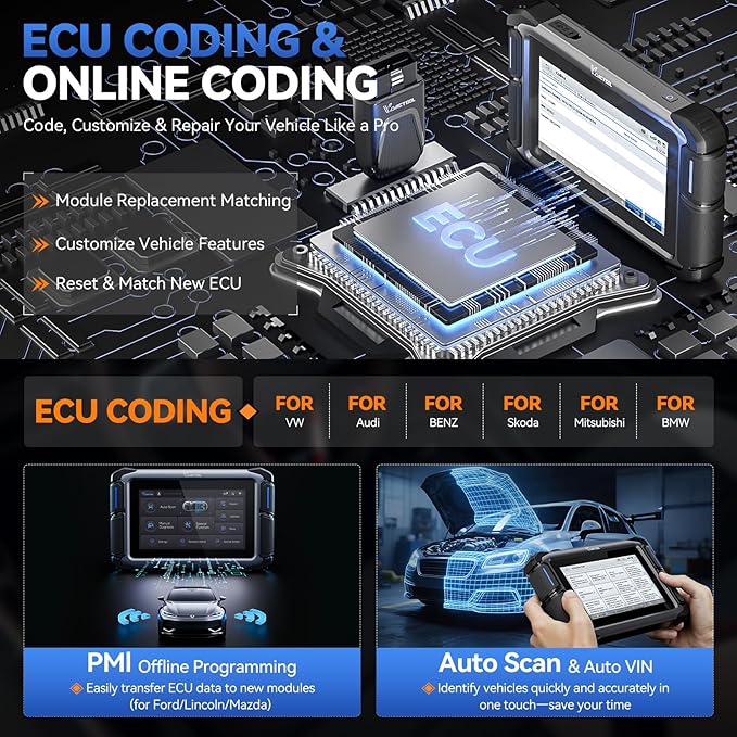 Bidirectional Scan Tool VDIAGTOOL VD70S, 2025 Wireless OBD2 Scanner Diagnostic Tool with 36+ Resets, All System Scanner for Car, FCA Autoauth, CAN FD & DoIP, ECU Coding, PMI, 3 Years Update