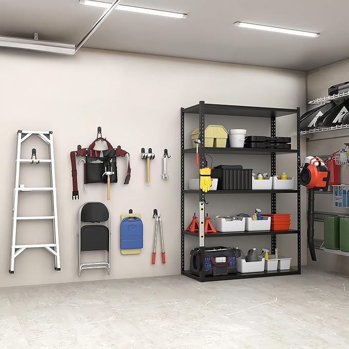 TORACK 15PCS Garage Storage System Hooks, Shelving Hooks for Keyhole Shelving Units Wall Mount Utility Hooks for Tools, Ladders, Cords, Folding Chairs, Shovels and Rakes(Black)