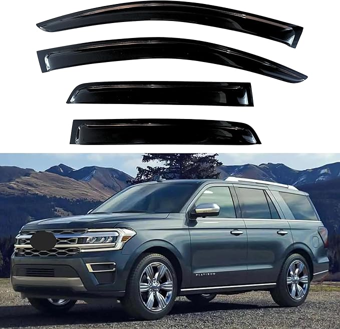 KPY Window Visor Compatible with 2018-2025 Ford Expedition & Lincoln Navigator, 4PC Rain Guard Side Window Vent Deflectors Tape-On Style, 2018 2019 2020 2021 2022 2023 2024 2025